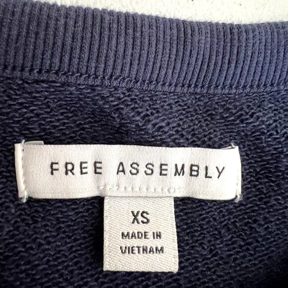 Free Assembly Mini Shift Dress Women Size XS Blue Long Sleeve Coastal Nautical - Picture 4 of 10